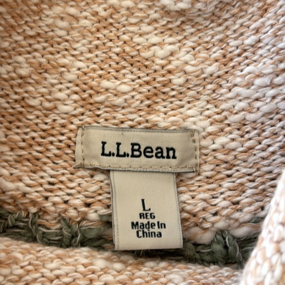 L.L.BEAN knit sweater size L brown green icelandic cotton rolled neck - Picture 3 of 4